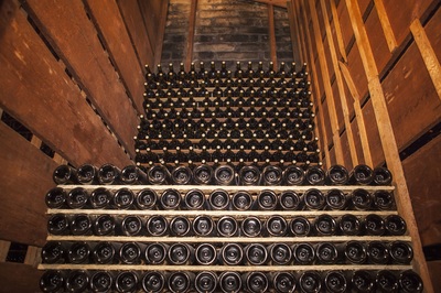 Bottle stack of ageing Port in the Adobe Cellar